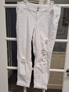 YMI White Ripped Skinny Jeans